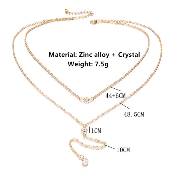 Double layer silver rhinestone necklace - Picture 4 of 4